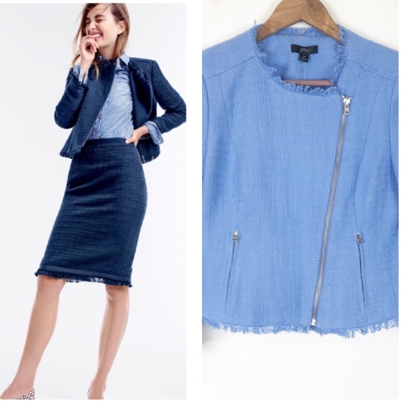 J. Crew Jackets & Blazers - NWT J.Crew Tweed Moto Jacket with Fringe Size 8P